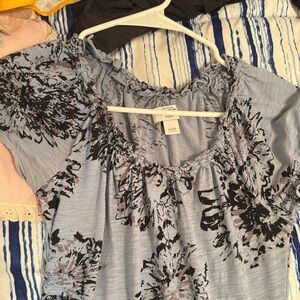 Blue and black short sleeve top from Loft